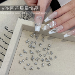 网红爆款y2k四芒星星美甲饰品2025新款小珍珠五角星立体指甲饰品