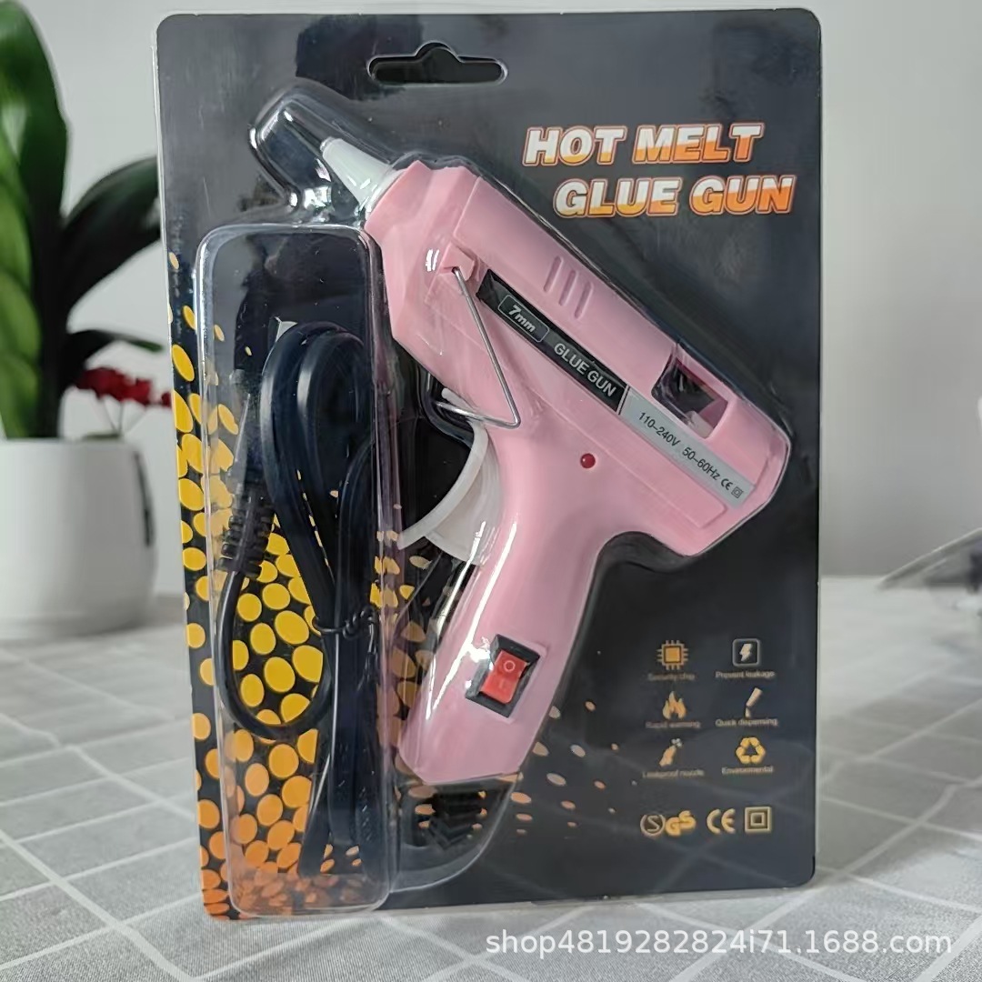Pistola de pegamento de fusión en caliente, pistola de fusión en caliente de 7mm hecha a mano para el hogar, pistola de pegamento de varios colores, pistola de pegamento de barra de pegamento de bricolaje pequeña