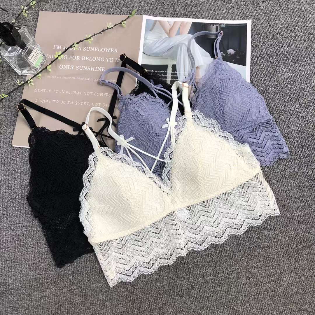 Nuevo chaleco sin costura de alta elasticidad fija copa de mujer chaleco sin anillo de acero sujetador de encaje ropa interior deportiva mujer al por mayor