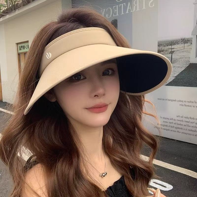 大帽檐遮阳帽女哑光丝绒帽女户外空顶帽防紫外线太阳帽子防晒帽子