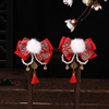 Hairgrip with bow, hairpins with tassels, children's hair accessory, red Hanfu, Chinese style