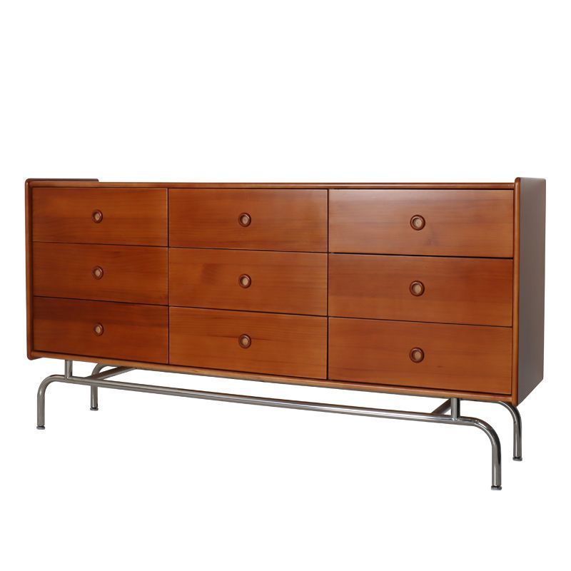 French Retro Solid Wood Nine-Drawer Cabinet Living Room Wall-Mounted Antique Style Side Cabinet Five-Drawer Storage Cabinet Bedroom Six-Drawer Cabinet Storage