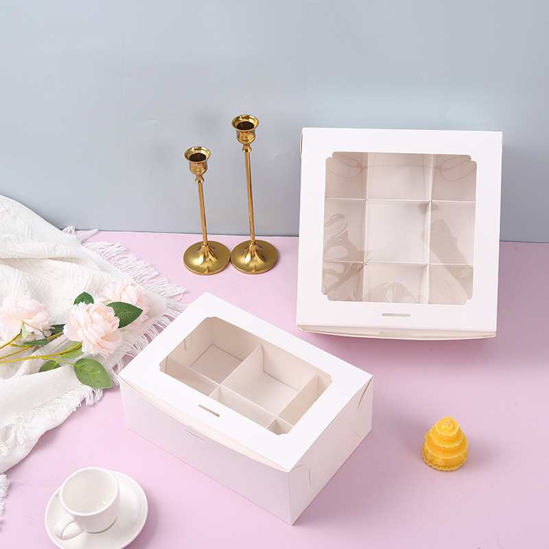 Estilo coreano simple 6-Grain 9-Grain mini pan mousse pastel caja de embalaje yema de huevo pastelería crujiente Jiugongge caja de regalo