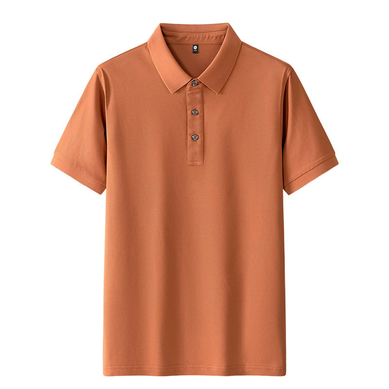Новая летняя мужская деловая однотонная мужская рубашка-поло с короткими рукавами, летняя универсальная футболка, футболка с ощущением льда.