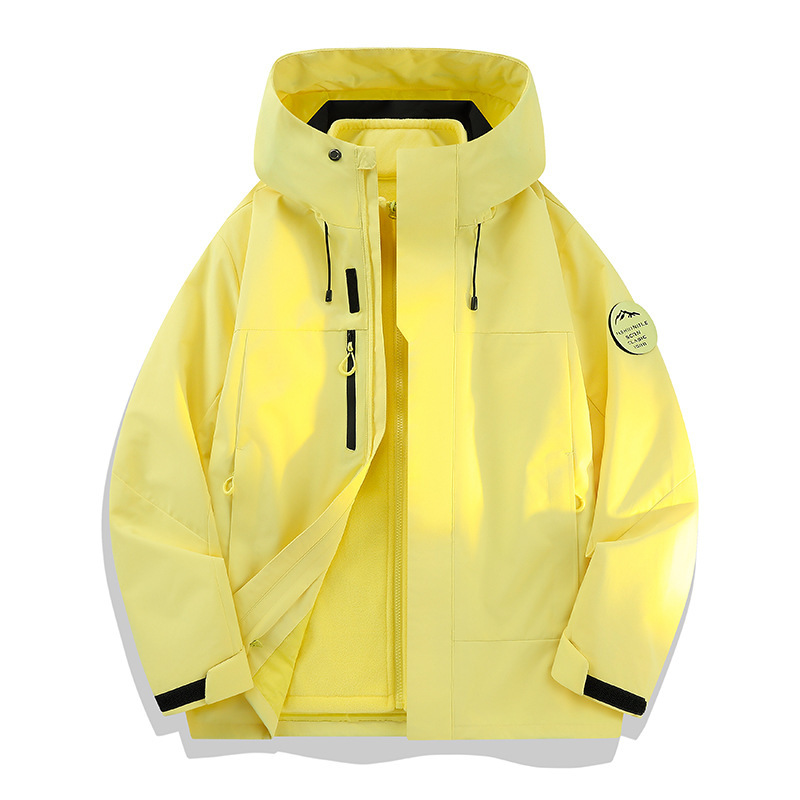 Fifteen color options with matching inner lining, Oriental Camel manufacturer, best-selling popular 3-in-1 hooded windproof jacket for men and women Fifteen color options with matching inner lining, Oriental Camel manufacturer, best-selling popular 3-in-1 hooded windproof jacket for men and women