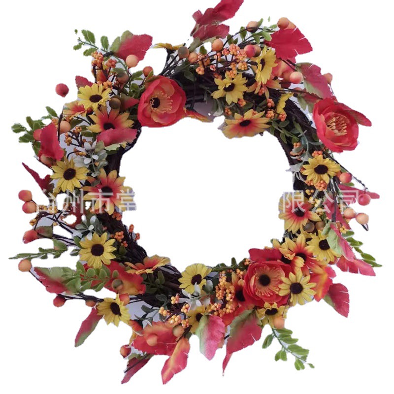 仿真圣诞花环 春夏花环植物家居装饰挂件摄影道具花环装饰批发