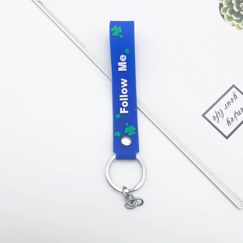 Creative car keys, handheld keychain PVC, silicone doll, four-leaf clover