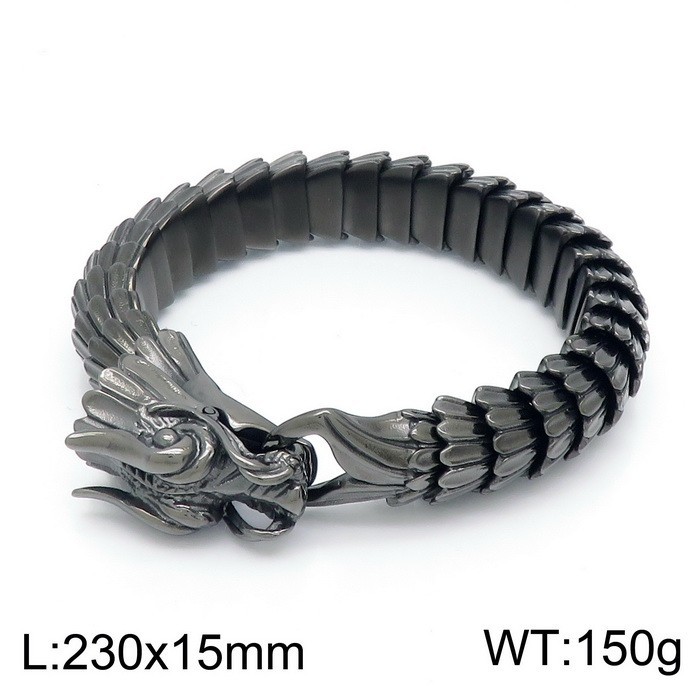 Doce Zodiaco dragón pulsera dragón escala patrón domineering hombres pulsera vintage Acero inoxidable quilla pulsera ventas directas de fábrica