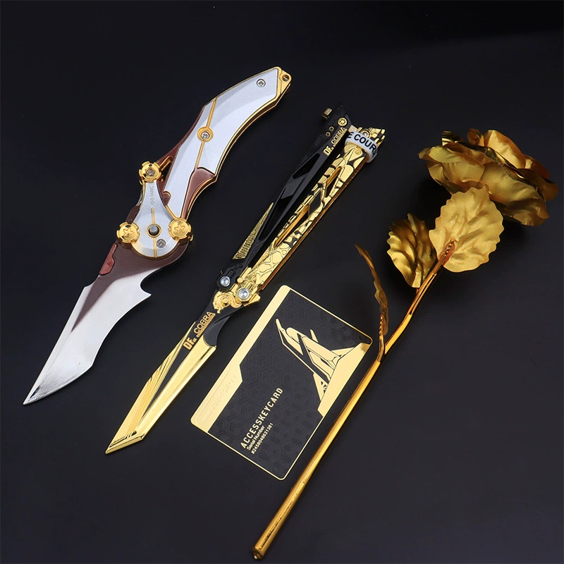 Версия Seiko складного ножа Mercy Shadow Blade, нож-бабочка, ключ-карта, гравировка золотой розы, метательный нож, тренировочная игрушка, подарочная коробка