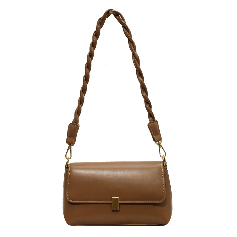 Cross-Border New Niche Autumn Women's Bag French Light Luxury Retro Underarm Bag Braided Shoulder Strap Small Square Crossbody Bag - Thumbnail 5