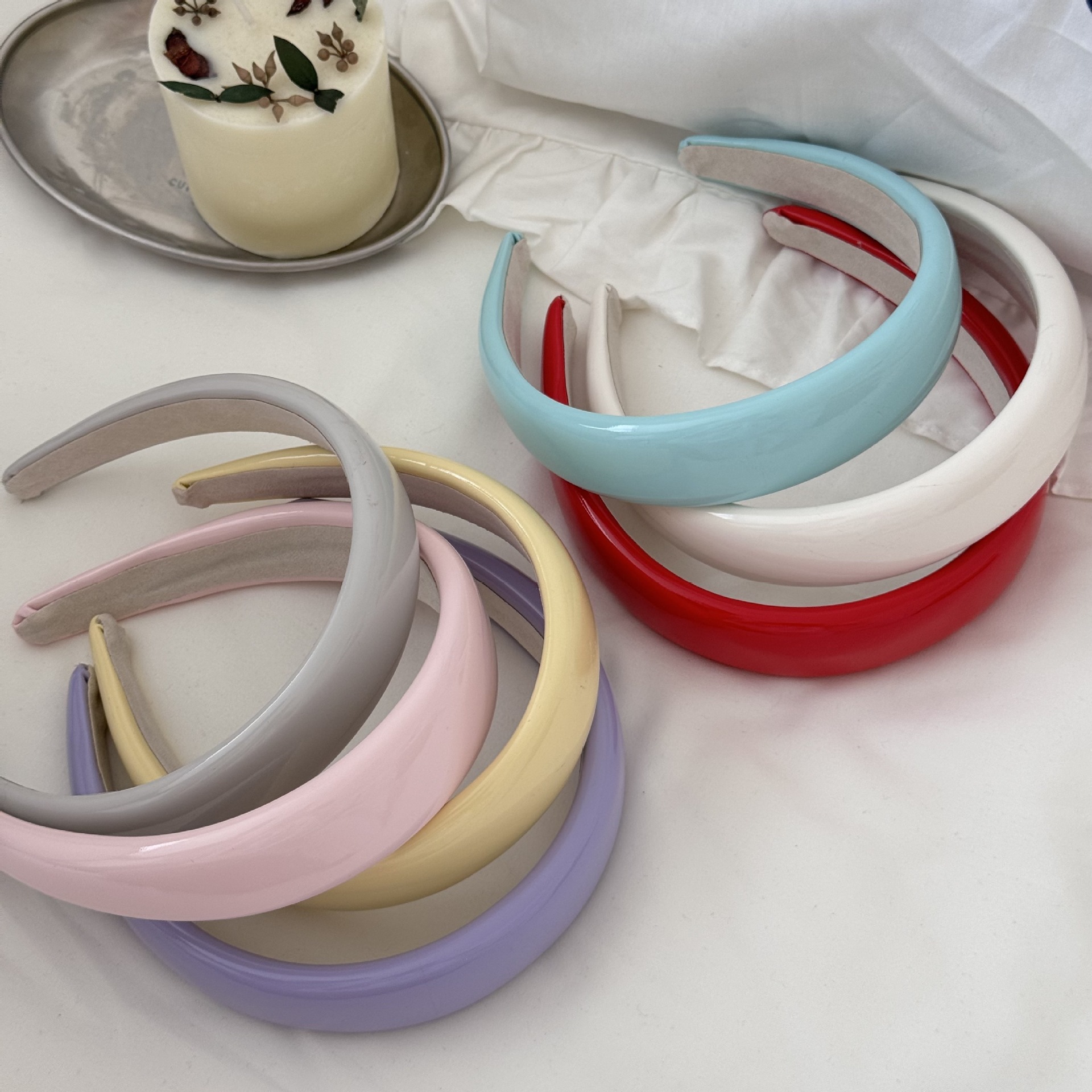 Korean style leather sponge hair band, French high top and wide edge hair clip headband, pressure hair accessory, versatile hair accessory undefined