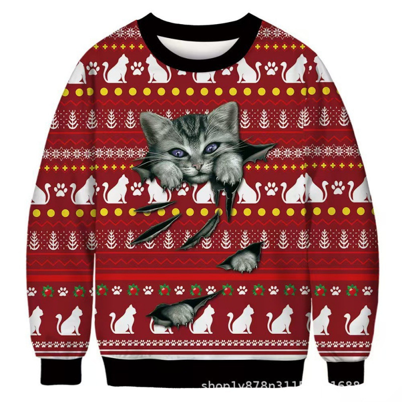 European and American Christmas Grinch Green Furry Round Neck Sweatshirt for Men with 3D Digital Print European and American Christmas Grinch Green Furry Round Neck Sweatshirt for Men with 3D Digital Print