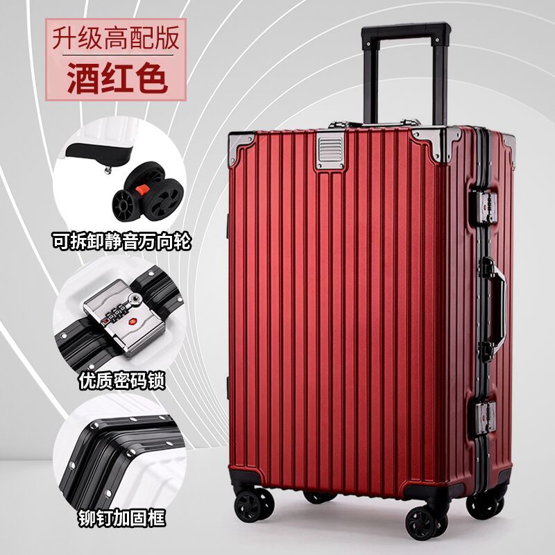 Nuevo marco de aluminio de gran capacidad caja de la carretilla rueda universal de alto aspecto maleta de viaje 24 pulgadas Contraseña de bloqueo de embarque caso