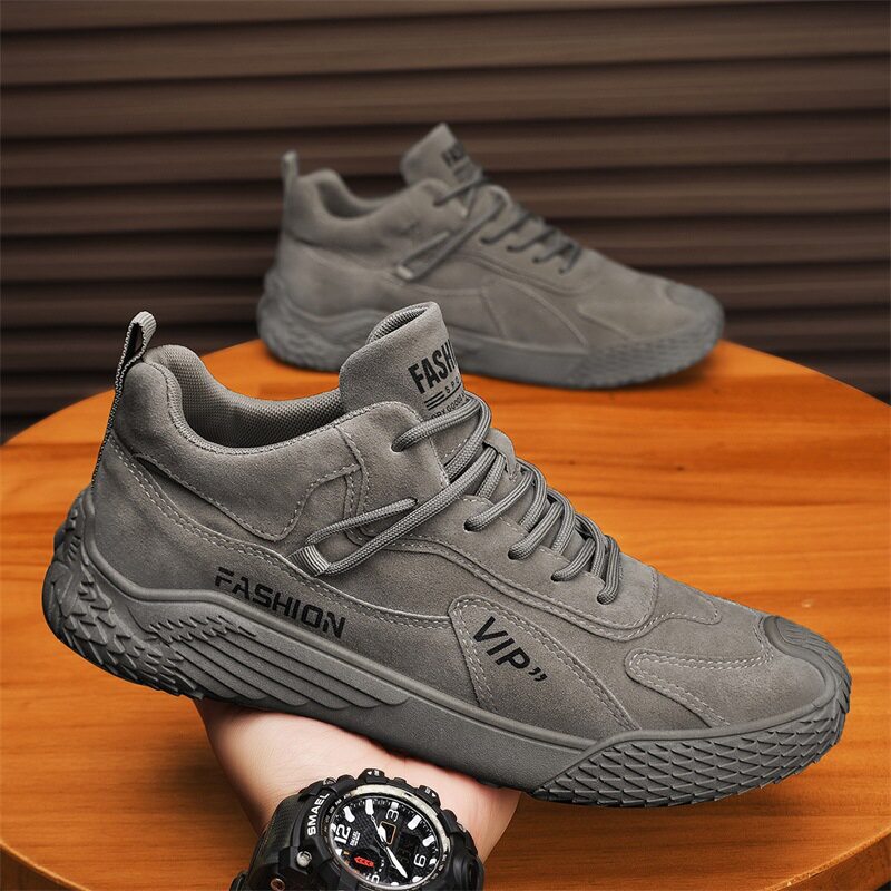 Giày nam cổ thấp da tổng hợp đế cao su chống trượt, kiểu dáng thể thao casual — K2373 màu kaki, K2373 màu xám, K2373 màu đen