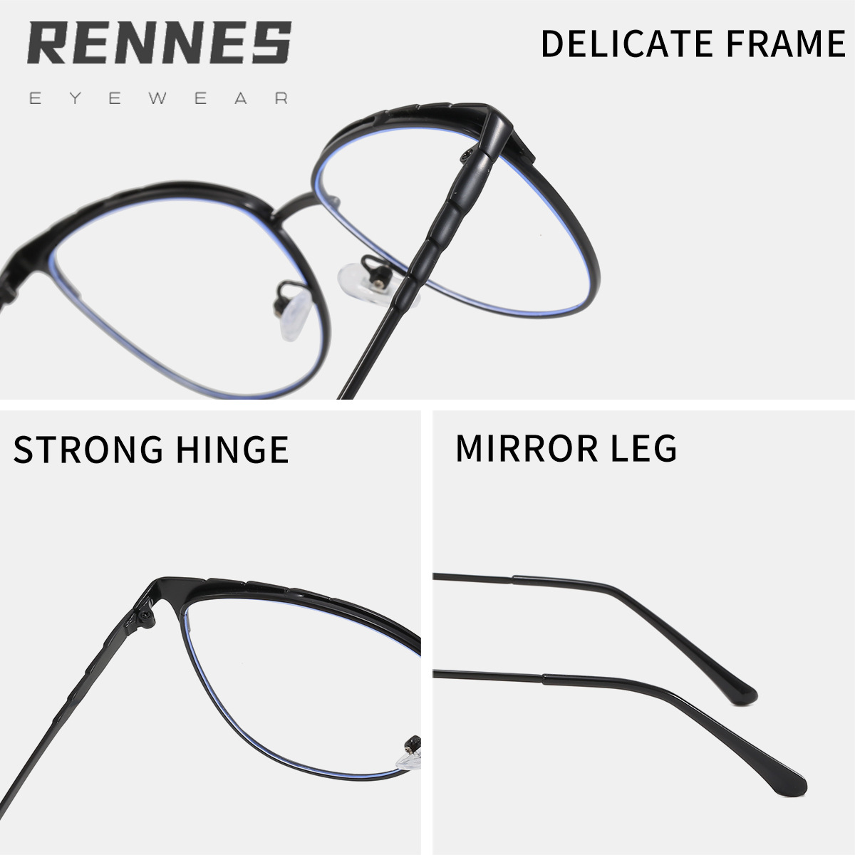 2024 nuevo marco de metal transfronterizo europeo y americano retro ojo de gato personalizado gafas de moda gafas de marco de miopía