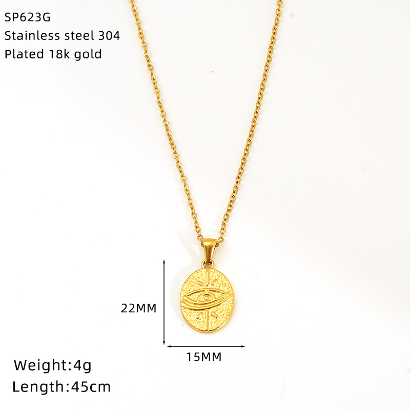Pendant Necklace Classification Wholesale Jewelry IG Style Sun Star Eye 304 Stainless Steel 18K Gold Plated Pendant Necklace Cable Chain