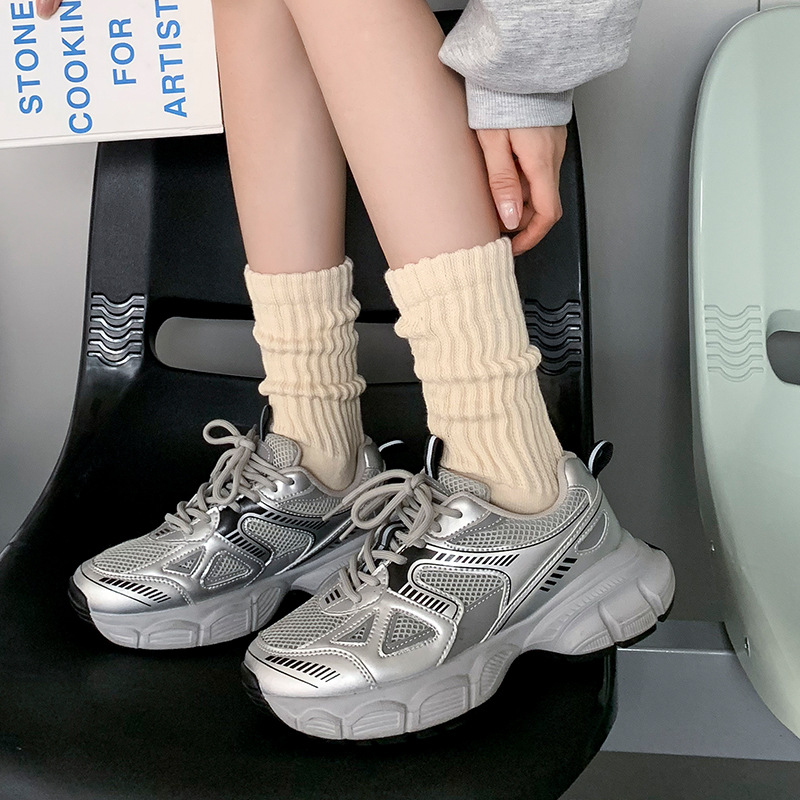 Calcetines de otoño y invierno para mujeres, anillo grueso, pila de calcetines, tubo medio,jk, escuela japonesa, viento, anchor rojo, calentamiento.