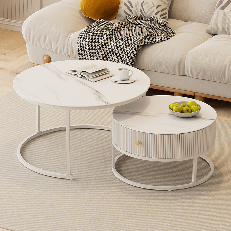 Internet Celebrity Living Room Mother and Mother Coffee Table Small Apartment Household Light Luxury Telescopic Storage Tea Table New Glass Table Combination