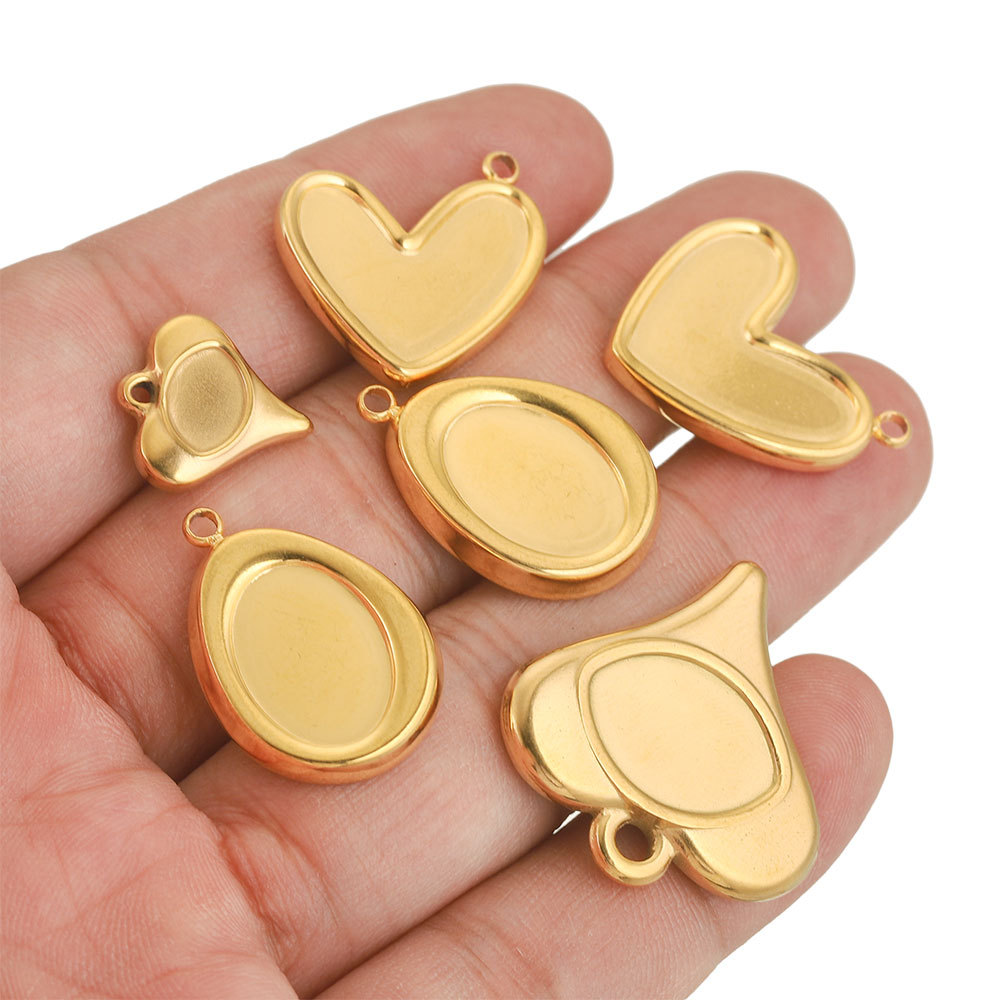 6g Weight 1 Piece 304 Stainless Steel PVD Coated Real Gold Plated Heart Shape Pendant Charms