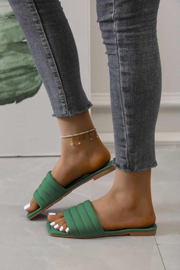 Women's Ladies Slides Indoor Leather Fabric Waterproof Non-Slip Flip Flops_voghion.com