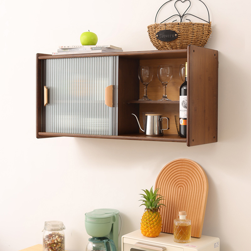 De estilo japonés pequeño gabinete de pared de la cocina de escritorio aparador gabinete de pared colgante de vidrio gabinete de almacenamiento de la sala de estar de la pared del gabinete de almacenamiento
