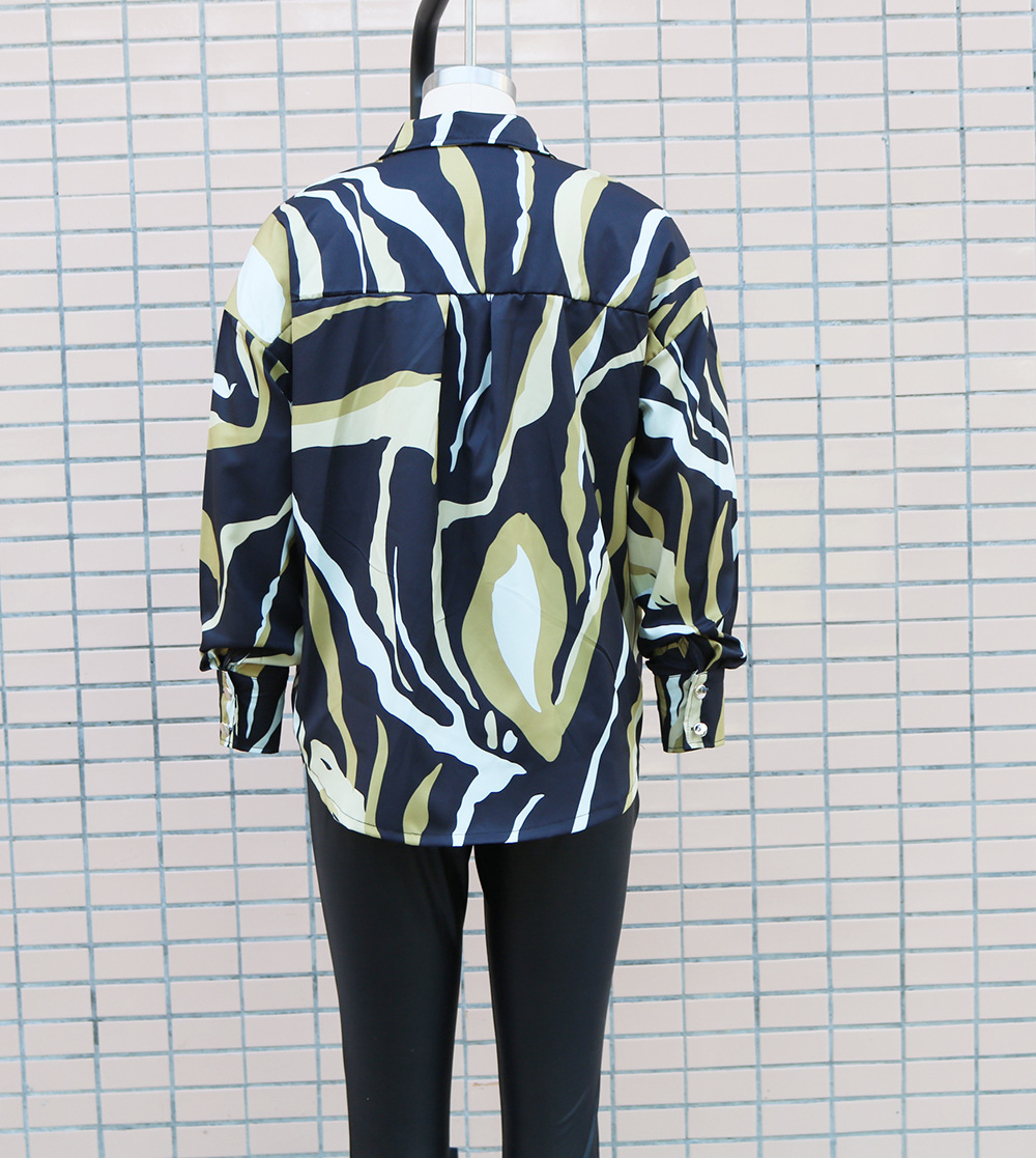 182g Weight Long Sleeve Sleeve Length Single Breasted Placket Type Regular Sleeve Sleeve Type Polyester Fabric Type Long Top Length Blouse Tops Type Holiday Occasion Shirt Collar Neckline Loose Fit Type Abstract Pattern Summer Season Women's Gender Vacation, Simple Style Style Wholesale Women's Vacation Simple Style Abstract Long Sleeve Blouses 19