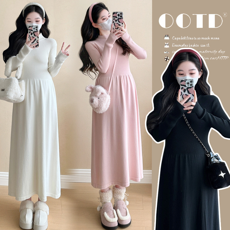 Maternity Wear Autumn and Winter Small Fresh Casual Long-Sleeved Knitted Dress Loose Large Size Pregnancy Skirt Maternity Skirt Winter Maternity Wear Autumn and Winter Small Fresh Casual Long-Sleeved Knitted Dress Loose Large Size Pregnancy Skirt Maternity Skirt Winter