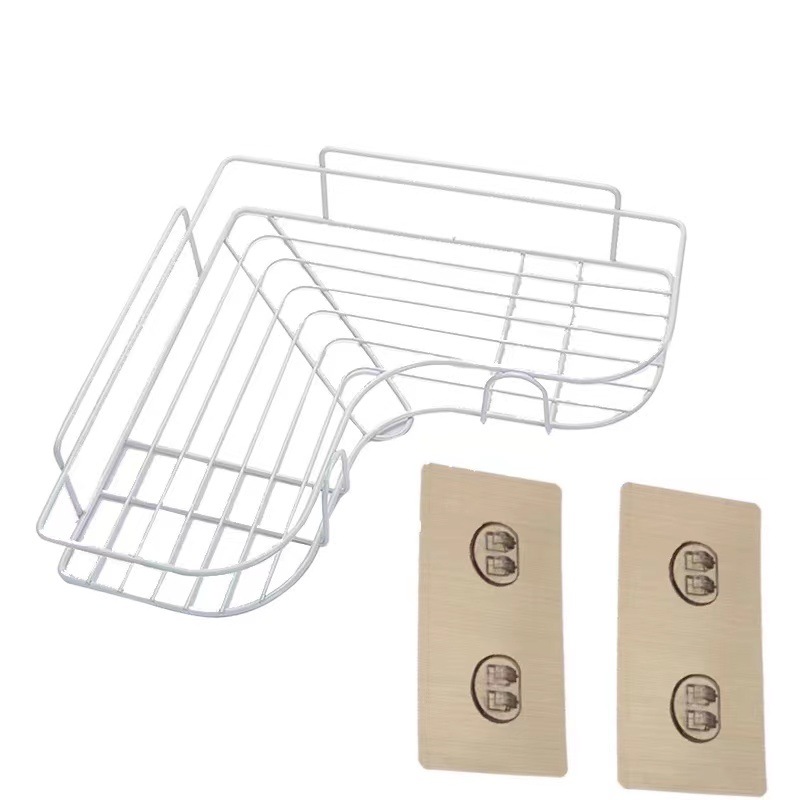 Estante de almacenamiento triangular sin perforaciones cocina baño estante de almacenamiento baño esquina montado en la pared estante de almacenamiento multifuncional