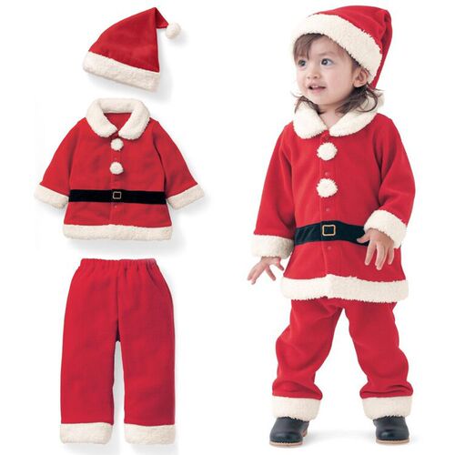 Children's Christmas clothing, unisex baby party and performance costumes, Santa Claus three-piece set for kids