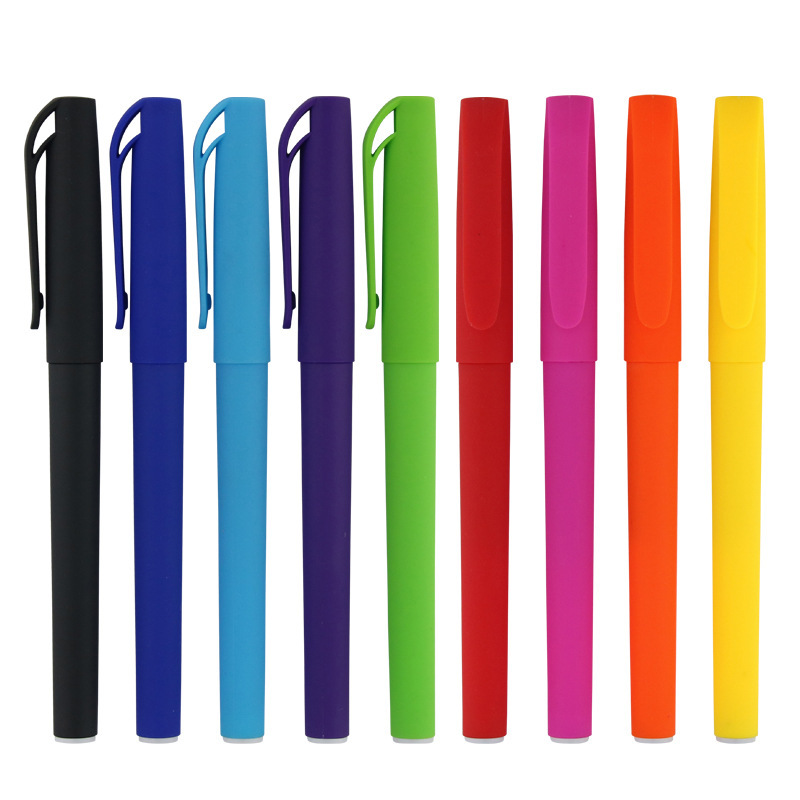 Soporte pantalla táctil color push gel pluma al por mayor esmerilado firma negro agua pluma publicidad pluma de carbono impresión logo