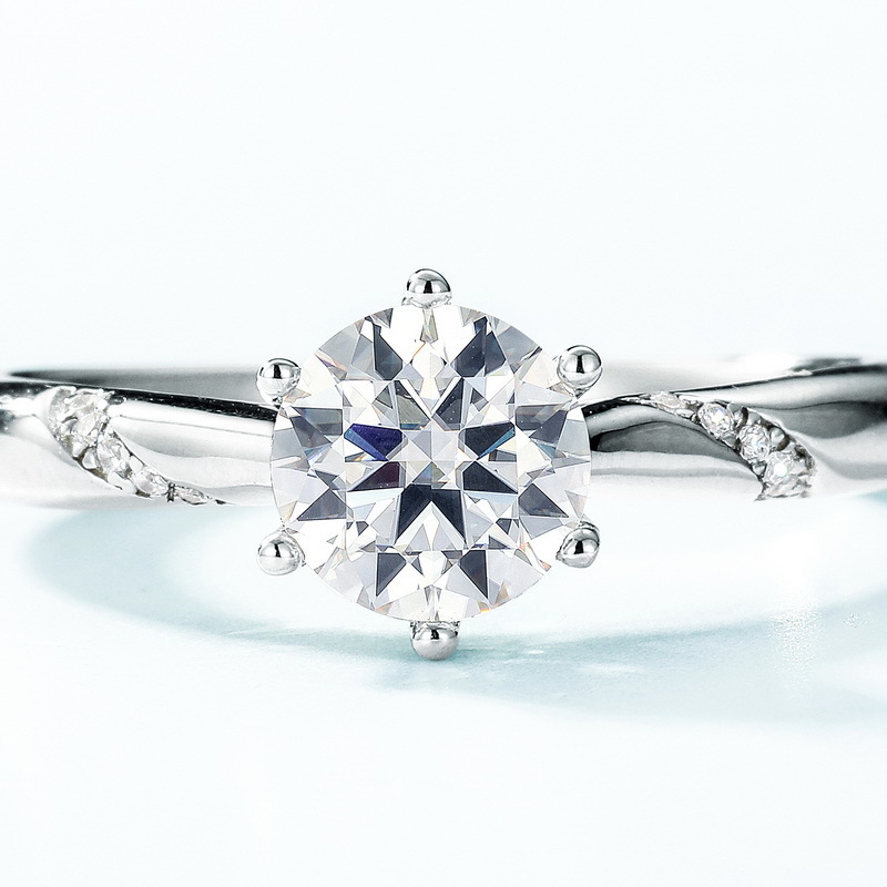 Especial transfronterizo para brazos girados clásicos con incrustaciones de un quilate anillo de moissanita S925 plata esterlina propuesta de matrimonio pareja anillo de diamantes