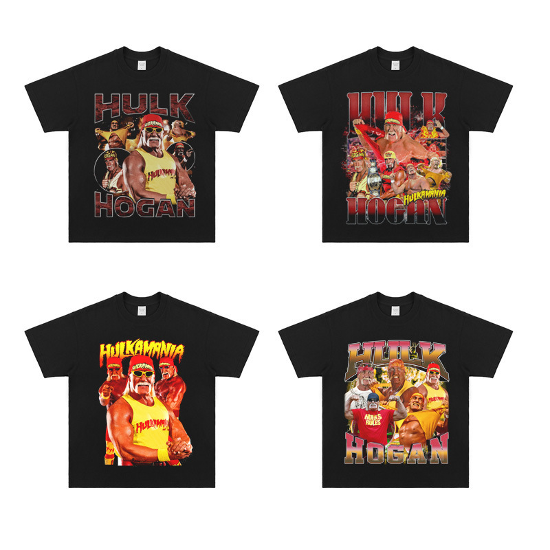 200g fabric cotton T European code WWE Hulk Hogan Hulkamania portrait printed short sleeve