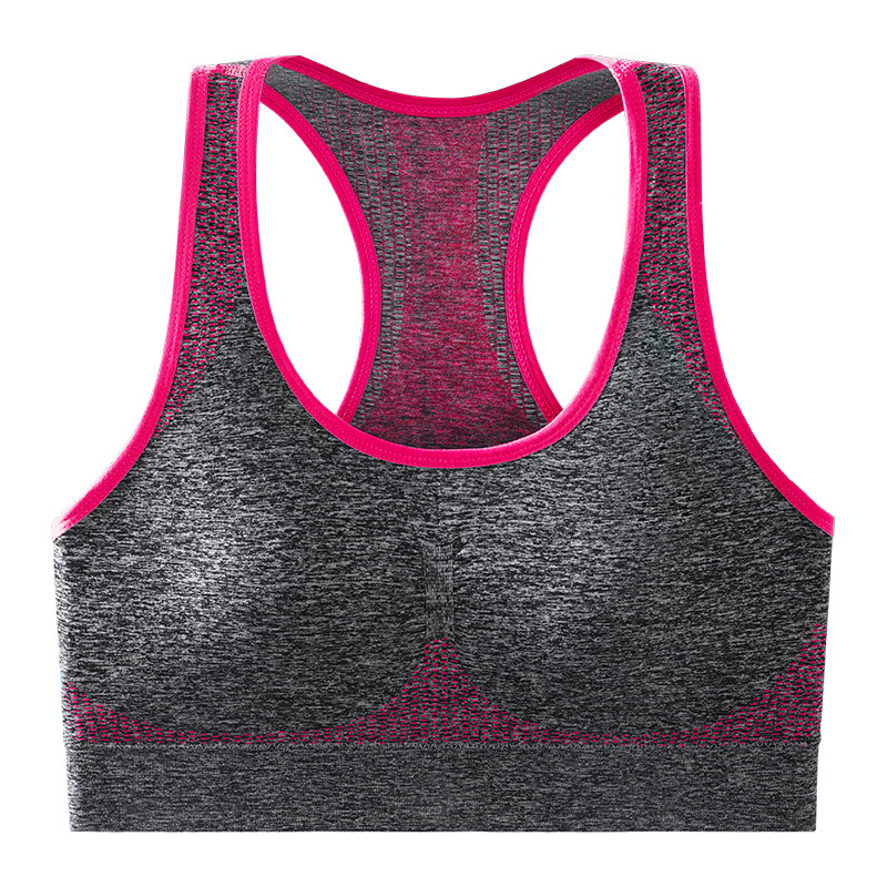 Ropa interior de Deportes de espalda de belleza en forma de I de algodón sin costura de alto carbono para mujeres Cuello redondo clásico cómodo piel-pegarse ropa interior deportiva inalámbrica