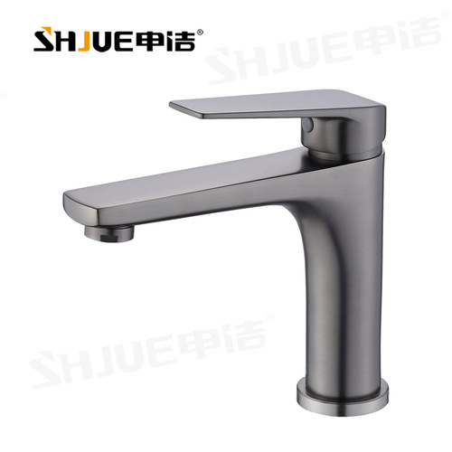 Gun gray water-plated copper hot and cold basin faucet household bathroom washbasin basin bathroom cabinet faucet