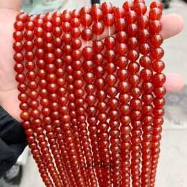 厂家直销等级天然红玛瑙通孔圆珠散珠子饰品手链项链串珠半成品
