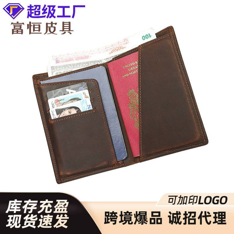 Новый винтажный мужской кожаный кошелек для паспортов