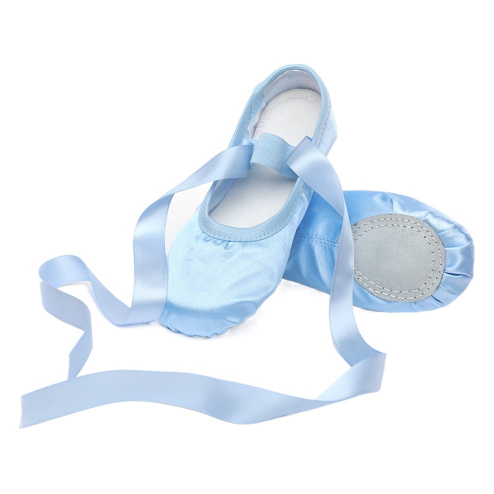 Ribbon ballet shoes toe indoor yoga practice shoes lace-up body shoes adult satin dance soft bottom two soles