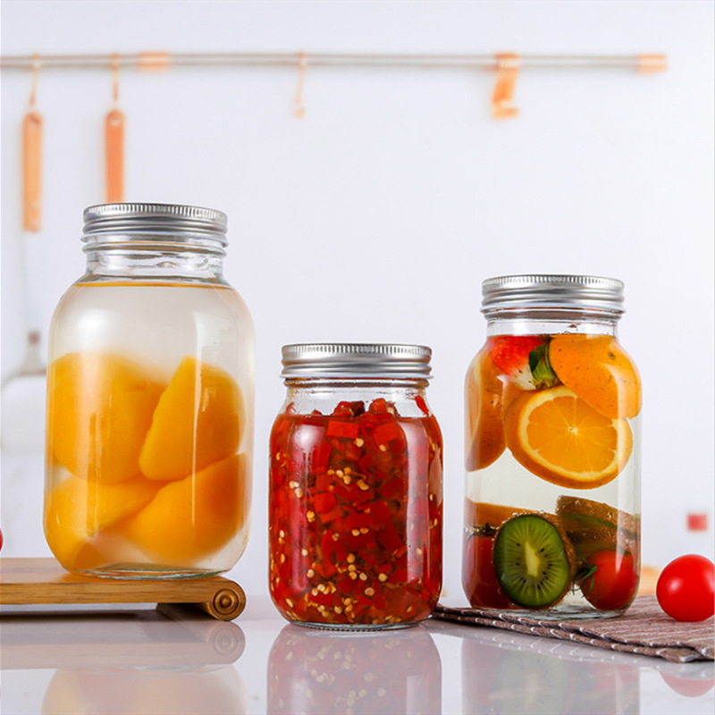 厂家批发方圆瓶梅森罐玻璃瓶子铁盖250ml果酱瓶蜂蜜瓶铝盖 罐头瓶
