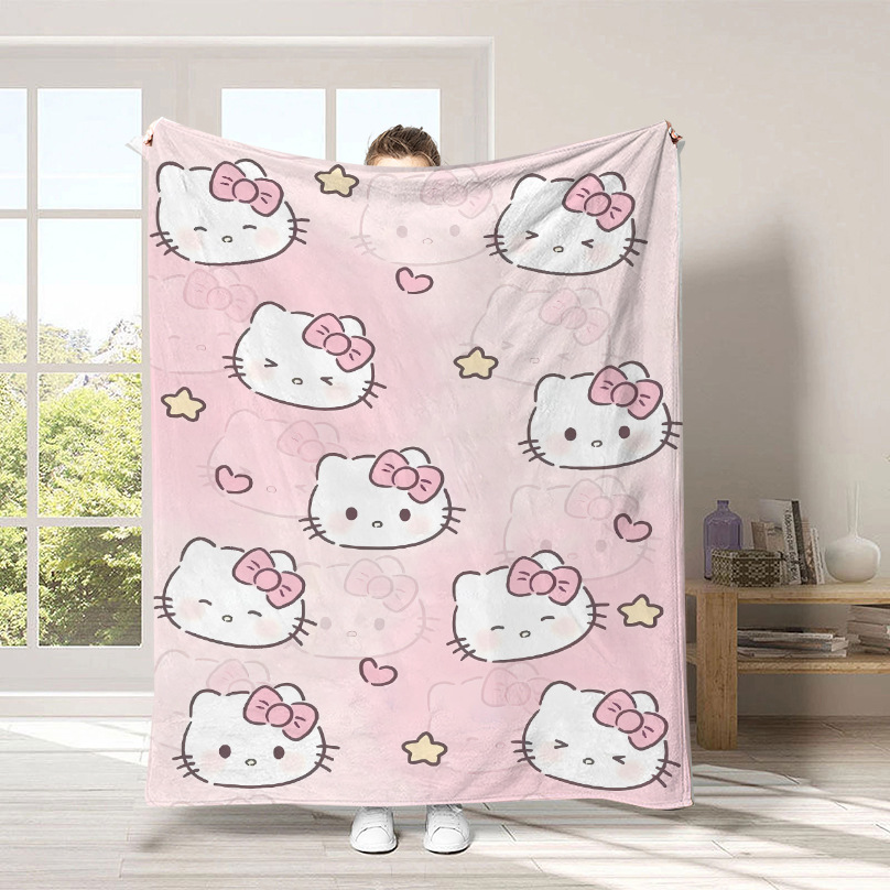 Monopolio transfronterizo de dibujos animados Sanrio mantas para niños lindas Hellokitty flange mantas de peluche cuatro estaciones mantas de peluche