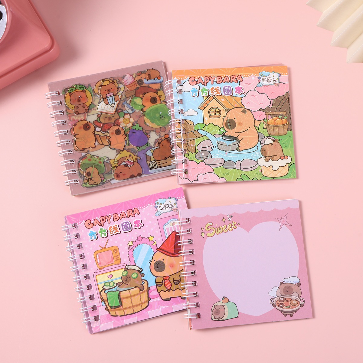 Pegatinas creativas 2 en 1 libro de bobina para niños pequeños regalos Capibara mini portátil de color libro de bolsillo