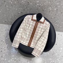 2025秋冬新款HMS同款米白色重工刺绣双面山羊绒大衣短款外套女