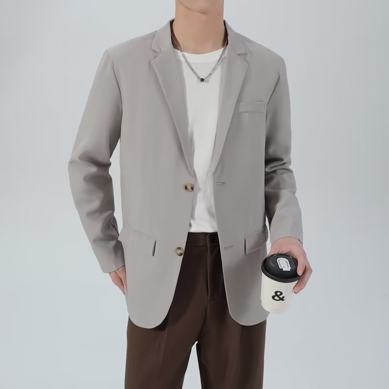 Men's Spring and Autumn New Korean style solid color all-matching suit men's long-sleeved suit jacket slim-fit slimming elegant style Men's Spring and Autumn New Korean style solid color all-matching suit men's long-sleeved suit jacket slim-fit slimming elegant style