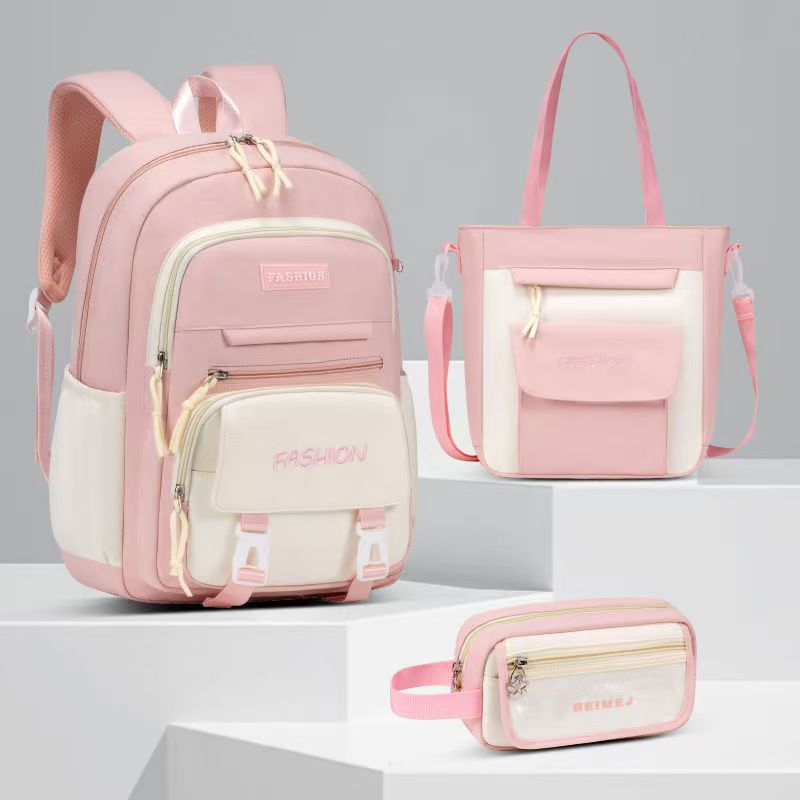 Estudiantes de secundaria primaria de alto valor de cara 2024 bolsas escolares explosivas de gran capacidad para mujeres mochila de hombro ultra ligera estilo japonés simple