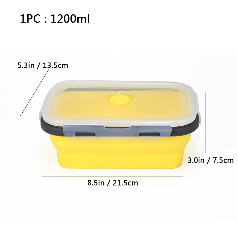 Caja de almuerzo de silicona al aire libre caja de almuerzo de silicona plegable refrigerador más nítido almuerzo portátil caja de almuerzo retráctil