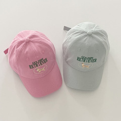 韓国風のかわいいゴールデンレトリバー刺繍文字野球帽女性用ソフトトップ起毛コットンカップル多用途ひさしキャップで顔が小さく見える