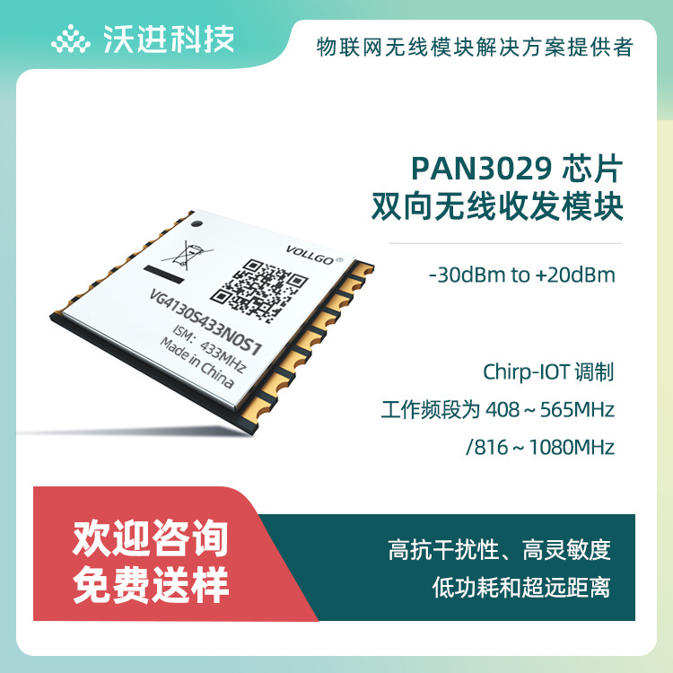 PAN3029低功耗远距离扩频模块 SPI双向TXRX无线国产通讯模块