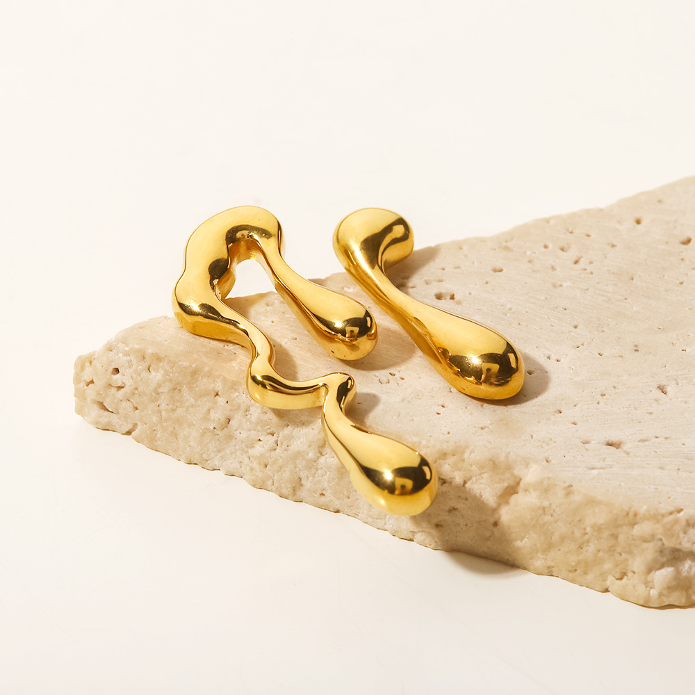 Retro Geometric Stainless Steel Irregular Plating Ear Studs 1 Pair