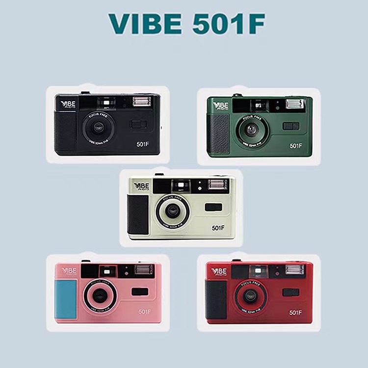 新しいドイツvibe 501fカメラ非使い捨て復古フィルムカメラ135フィルムバカフラッシュ付き|undefined