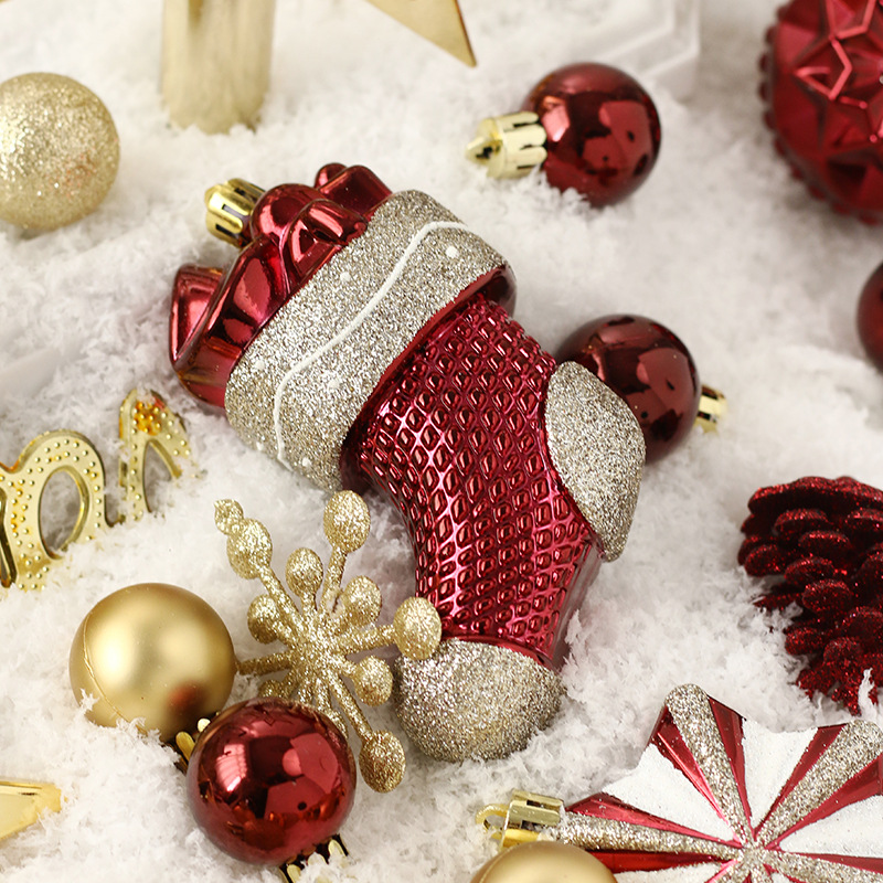 Decoraciones de Navidad pintado de oro rojo BOLA DE Navidad traje de árbol superior estrella adornos árbol de Navidad decoración colgante