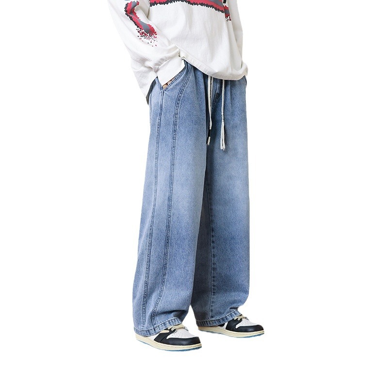 NASA tallas grandes jeans hombres primavera y otoño americano recto flojo de los hombres ocasionales moda grasa lavado Pantalones